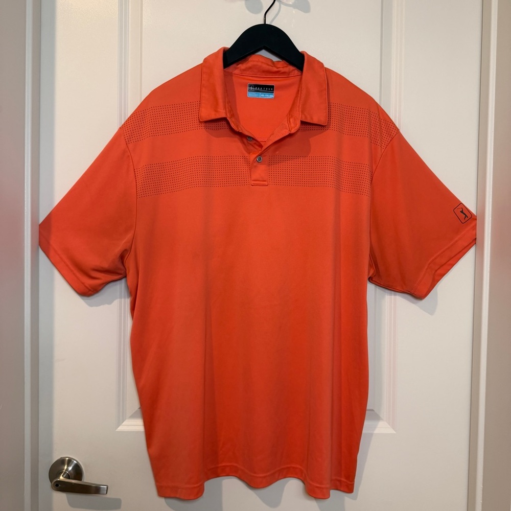 PGA Tour Orange Short-Sleeve Golf Polo